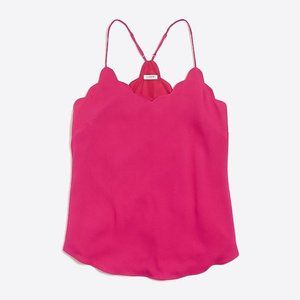 J Crew Scallop Trim Cami Tank Top Blouse Hot Pink Fuchsia - Size 6